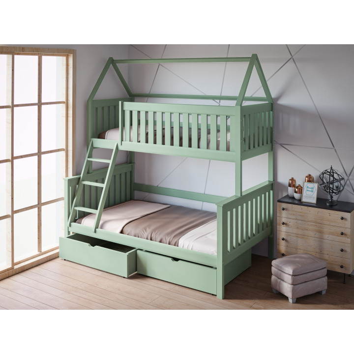 ALVIN House Bunk Bed 3-Person | Solid Pine | Polish Manufacturer
