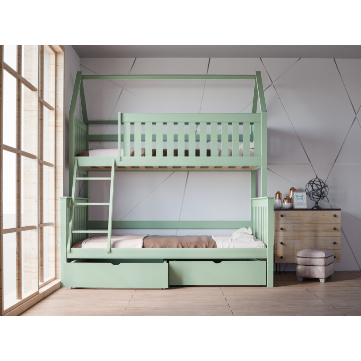 ALVIN House Bunk Bed 3-Person | Solid Pine | Polish Manufacturer