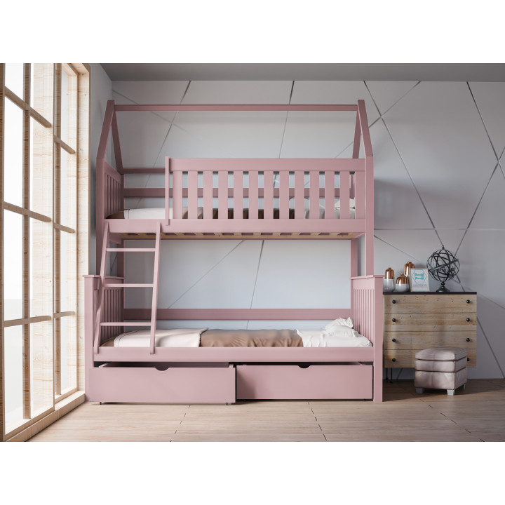 Łóżko piętrowe DOMEK ALVIN 3-osobowe | sosnowe | polski producent