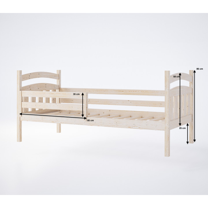 SOFIA Kinderbett | massives Kiefernholz | polnischer Hersteller | Sicherheitsgitter rechts/links