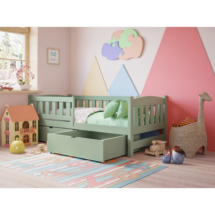 TOLEK Children’s Bed | Solid Pine with Safety Rail | Polish Manufacturer