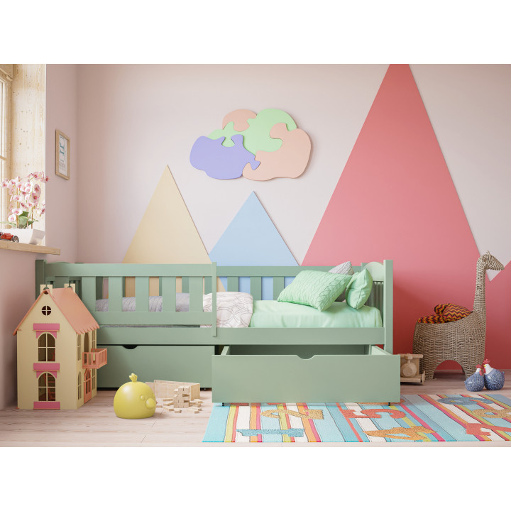 Tapczan dziecięcy TOLEK | sosnowe łóżko z barierką | polski producent