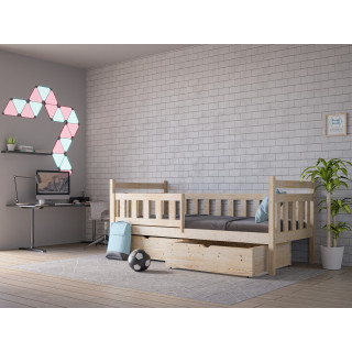 Tapczan SŁAWEK – łóżko dziecięce z barierką, drewno sosnowe