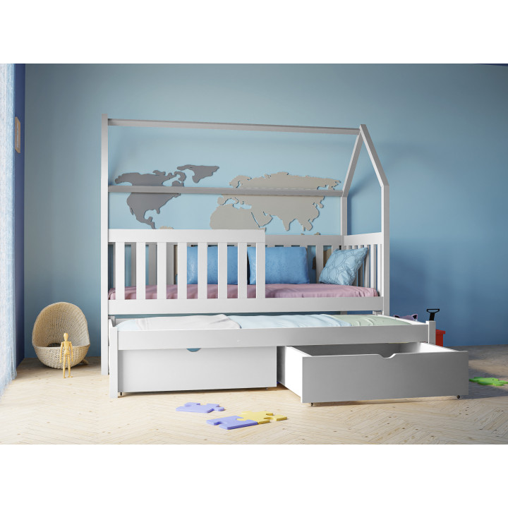 Kids Wooden House Bed with Trundle | Solid Pine Bed – Made in Poland