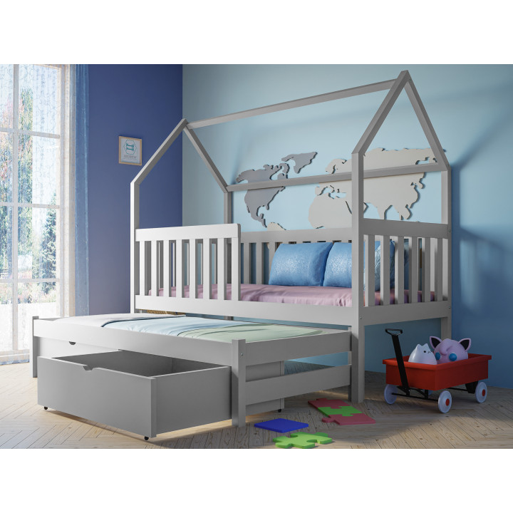 Kids Wooden House Bed with Trundle | Solid Pine Bed – Made in Poland