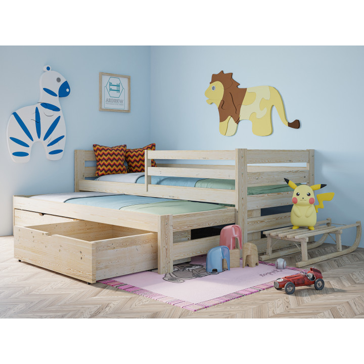 MATEUSZ Bett – Massives Kinderbett mit Ausziehbett