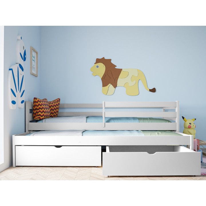 MATEUSZ Bed – Solid Pine Children’s Bed with Pull-Out Bed