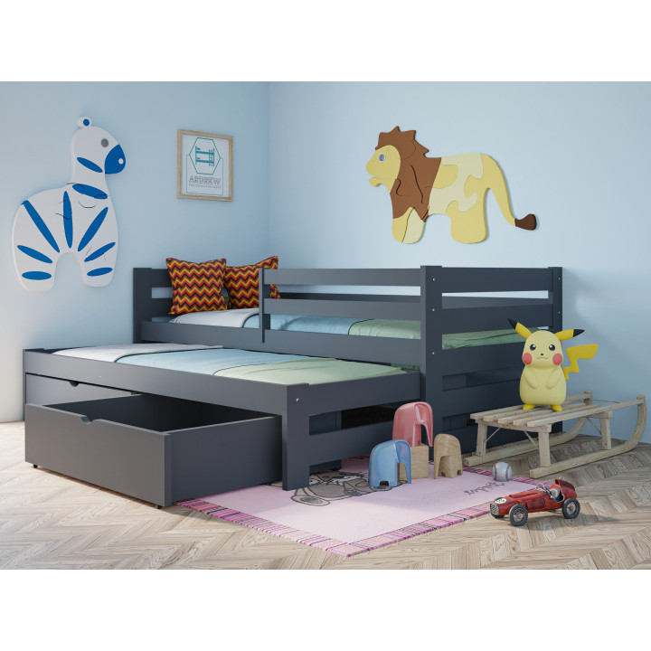 MATEUSZ Bed – Solid Pine Children’s Bed with Pull-Out Bed