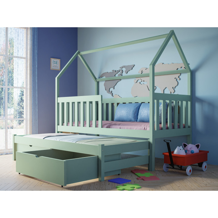 Kids Wooden House Bed with Trundle | Solid Pine Bed – Made in Poland