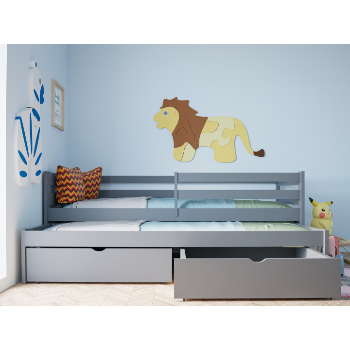 MATEUSZ Bed – Solid Pine Children’s Bed with Pull-Out Bed