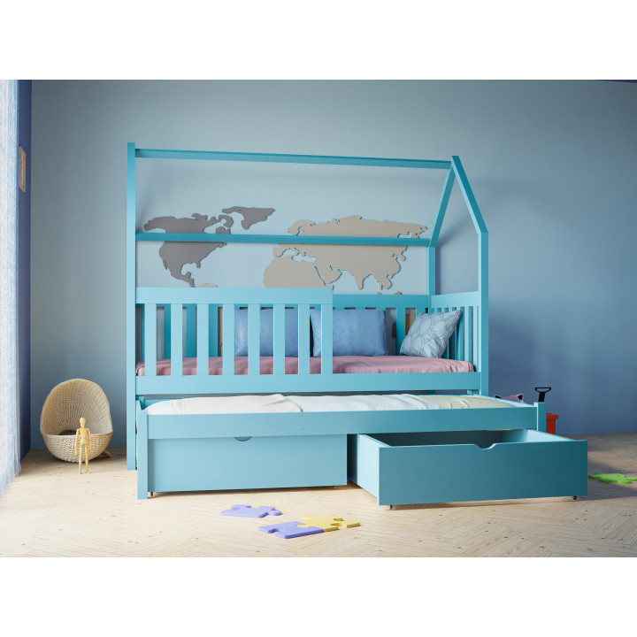 Kids Wooden House Bed with Trundle | Solid Pine Bed – Made in Poland