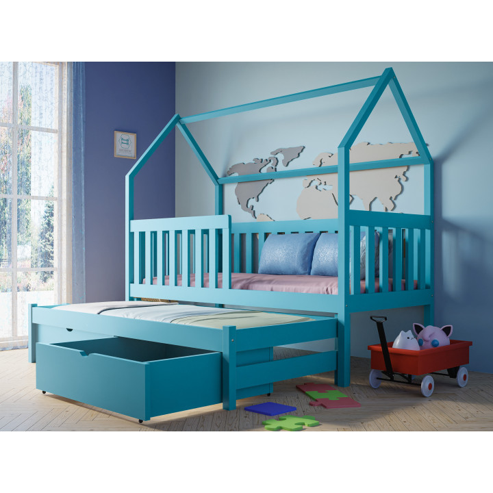Kids Wooden House Bed with Trundle | Solid Pine Bed – Made in Poland