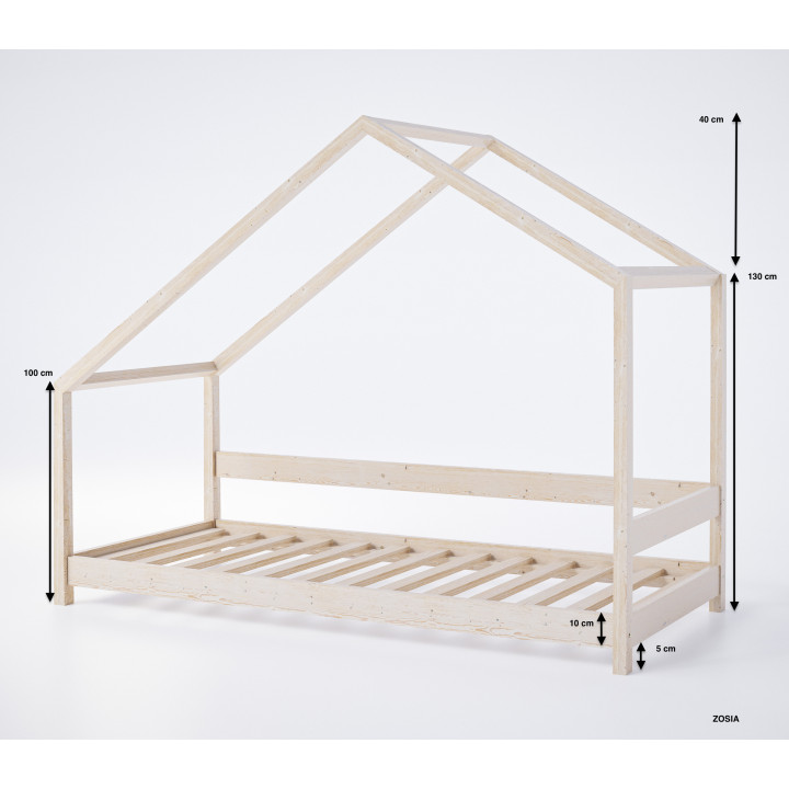 Łóżko Domek ZOSIA z litego drewna – bezpieczne EN71-3 dla dzieci