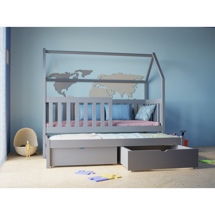 Kids Wooden House Bed with Trundle | Solid Pine Bed – Made in Poland