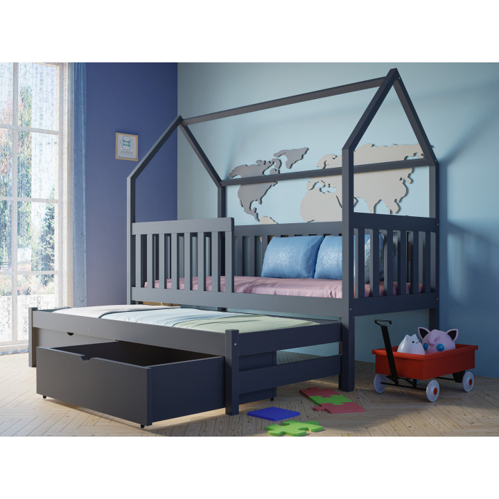 Kids Wooden House Bed with Trundle | Solid Pine Bed – Made in Poland